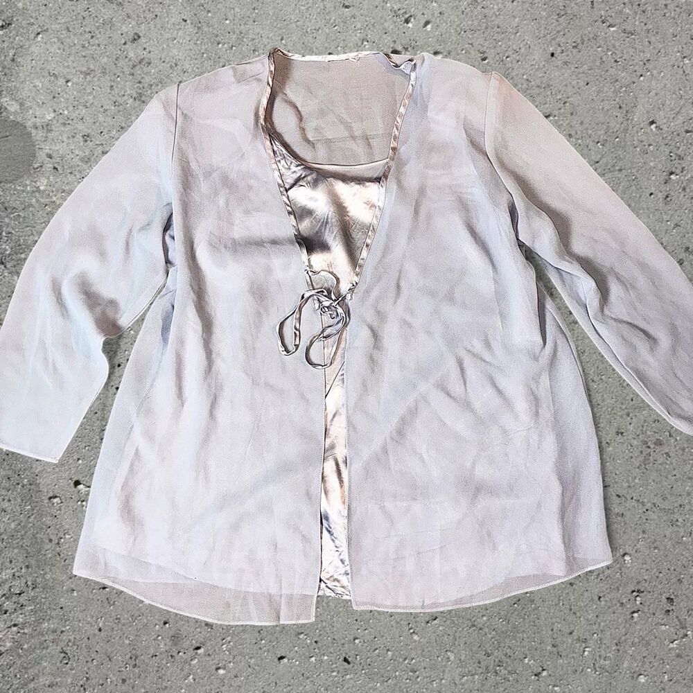 baby blue sheer cardigan with tie front size 3X